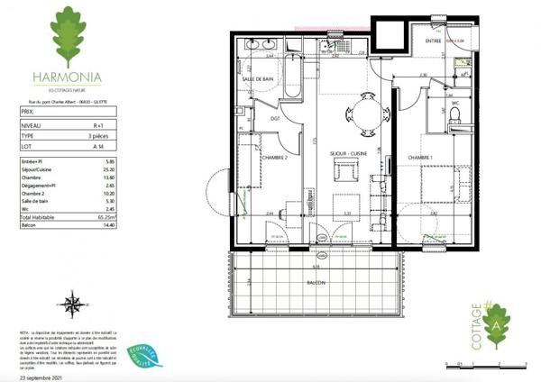 Magnifique T3 de 66 m² avec sa terrasse de 14 m², un double stationnement et une cave
