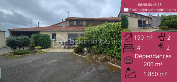 Et si votre prochaine maison était celle où l’on prend enfin le temps de vivre ? 🌿
À Pugny (79320), à seulement 5 minutes de Moncoutant-sur-Sèvre, se cache cette longère d’environ 190 m², implantée sur un terrain clos d’environ 1 850 m².

Dès que l’on entre, le charme opère.

On découvre une grande pièce de vie, chaleureuse et lumineuse, où la cheminée, les poutres apparentes et les beaux volumes donnent immédiatement envie de s’installer. Au-dessus, une mezzanine d’environ 14 m² prolonge l’espace et offre ce petit coin supplémentaire que chacun pourra s'approprier : lecture, bureau, détente…

La visite se poursuit vers une grande cuisine aménagée et équipée, pensée comme une véritable pièce à vivre, avec suffisamment d’espace pour cuisiner, partager et recevoir.

Juste à côté, une pièce supplémentaire avec accès direct à la terrasse ouvre encore le champ des possibles : salle de jeux, bureau, espace détente ou chambre d’appoint… À chacun d’imaginer son usage.

Et lorsque les beaux jours arrivent, il suffit d'ouvrir pour passer directement dehors. ☀️

La terrasse exposée plein sud devient alors le prolongement naturel de la maison : repas en famille, soirées entre amis ou simplement quelques instants au calme.

Plus loin, le regard se porte vers le jardin arboré situé en fond de parcelle. Un bel espace de verdure où les enfants peuvent jouer, où l’on peut jardiner, installer des jeux ou tout simplement profiter de la campagne. 🌳

Côté nuit, la maison offre 4 chambres dont une au rez-de-chaussée, ainsi qu’une salle d’eau, une salle de bain et une buanderie, permettant d'accueillir confortablement toute la famille.

Et cette propriété réserve encore de beaux volumes avec ses dépendances, son préau et son grand hangar d'environ 200 m², accessibles à l’arrière de la maison. De quoi répondre à de nombreux besoins de stockage, de bricolage ou à différents projets.

Pour le confort au quotidien, la maison bénéficie d’un chauffage au sol alimenté par une pompe à chaleur.

✨ Une maison où l’on retrouve le charme de l’ancien, de beaux volumes, de grands espaces extérieurs et surtout cette sensation agréable d’être à la campagne tout en restant à seulement quelques minutes de Moncoutant-sur-Sèvre.

190 m² habitables • 8 pièces dont mezzanine de 14 m² • 4 chambres • Terrain d'environ 1 850 m² • Hangar d'environ 200 m² • Terrasse plein sud

💰 Prix HAI : 200 000 €

Honoraires à la charge du vendeur

📞 Renseignements & visites

Florian MILLON – BSK Immobilier
📱 06 98 63 43 18
📧 f.millon@bskimmobilier.com

🤝 Vous connaissez quelqu’un susceptible d’être intéressé par cette maison ?
Devenez apporteur d’affaires et bénéficiez de 10 % de mes honoraires HT.*