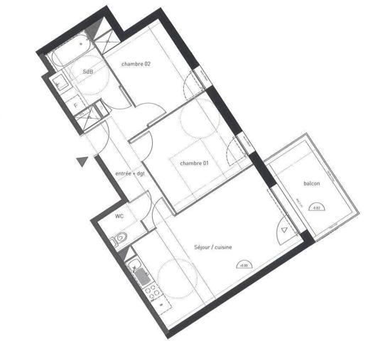 Appartement 3 pièces                                        - 44120 Vertou Réf : 12104