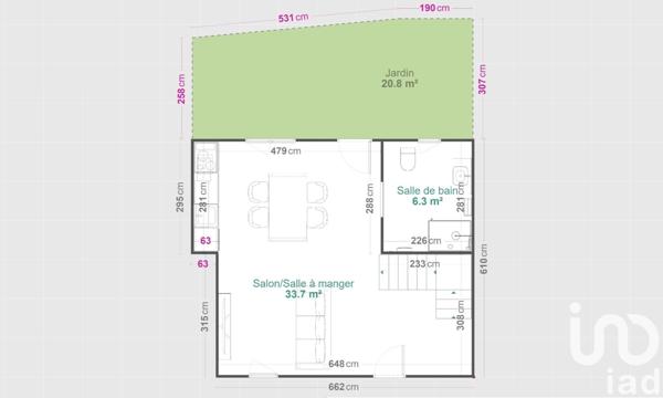 Maison 2 pièces de 60 m² à Meslay-du-Maine (53170)