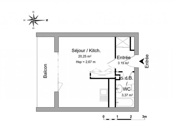 Location Studio 26.77 m² - 10 ROND-POINT DE L'ESPLANADE Strasbourg 67000