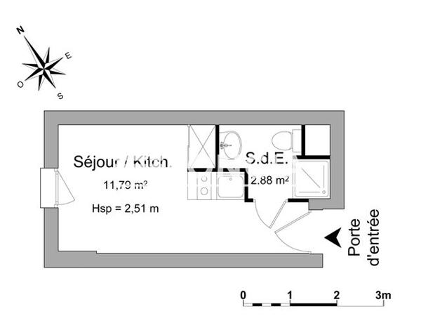 Location Studio 14.67 m² - 49 COURS DE LA REPUBLIQUE Le Havre 76600