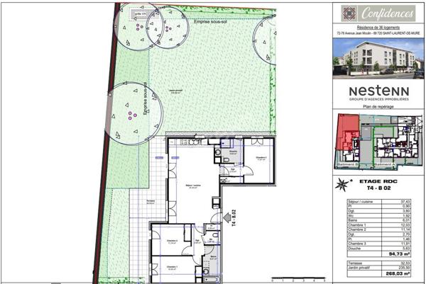 SAINT LAURENT DE MURE secteur Jean Moulin - Type 4 neuf RT 2012 avec terrasse