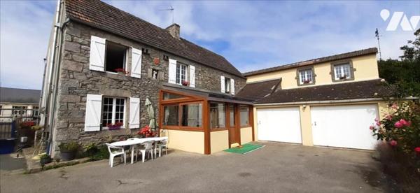 SIOUVILLE-HAGUE MAISON AVEC EXTENSION HABITABLE + 2 GARAGES + JARDIN ARBORE