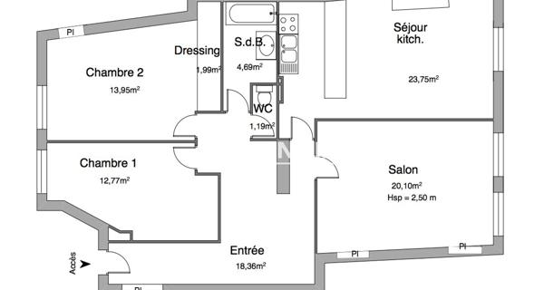 Location Appartement 4 pièces 96.8 m² - Tours 37000