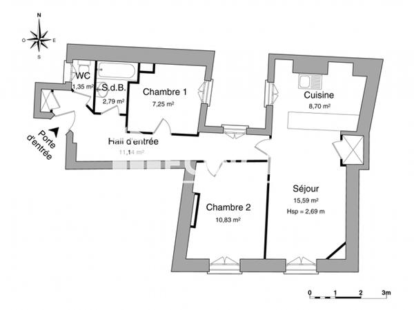 Location Appartement 2 pièces 57.65 m² - 1 RUE D'OBILION Montpellier 34000