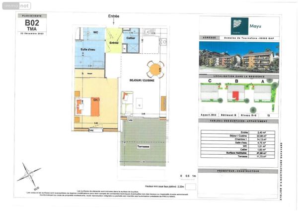 Appartement à vendre à Gap dans lesHautes-Alpes (05000), ref : 001/1574