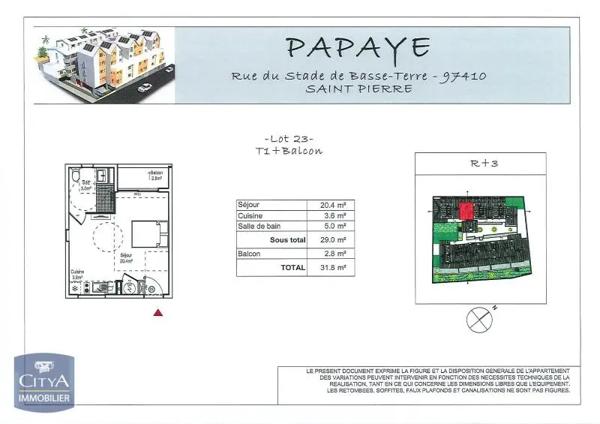 Appartement à louer 1 pièce 29m²