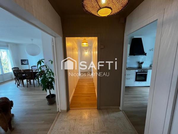 Appartement sans travaux avec 3 chambres, garage et cave.