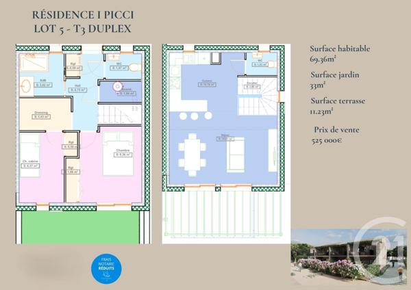 Appartement Duplex à vendre  3 pièces - 69,36 m2 LUMIO - 202