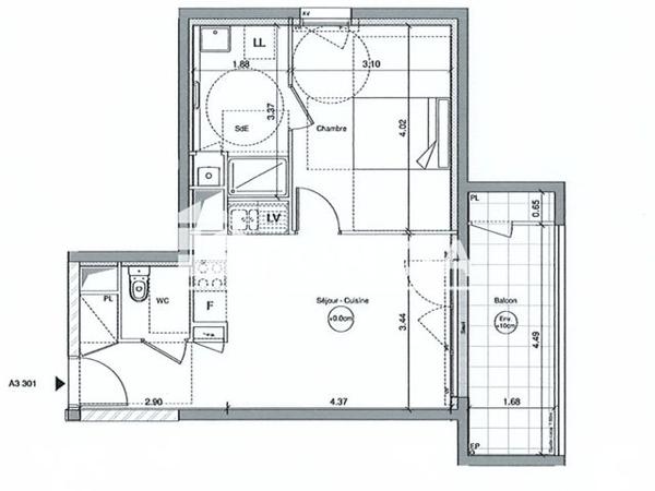 Location Appartement 2 pièces 41.98 m² - Nantes 44300
