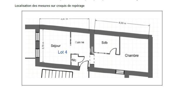 Appartement T 2 de 36.10m2 sur cours - terrasse 4.5 M2 - double expo  S/O au calme