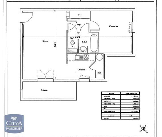 Location appartement Hénin-Beaumont (62110) 2 pièces 46.75m²