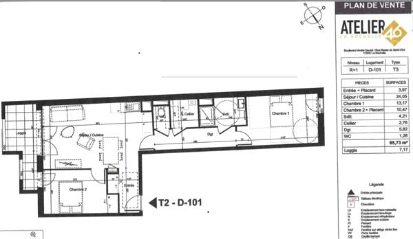 Appartement La Rochelle 3 pièce(s) 65.73 m2