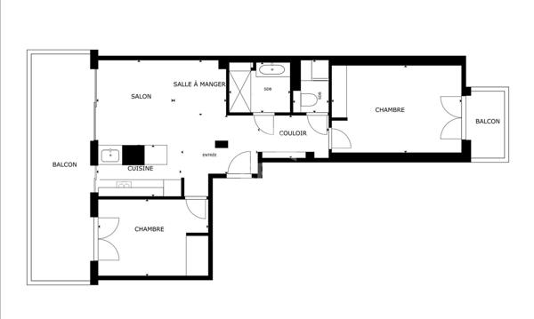 NICE - RUE DE FRANCE / PROMENADE : MAGNIFIQUE F3 AVEC GRANDE TERRASSE DE 17 M² À CIEL OUVERT VUE DÉGAGÉE VILLE ET MER