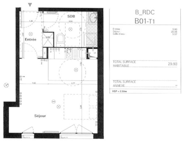 Location studio 30 m² Bobigny