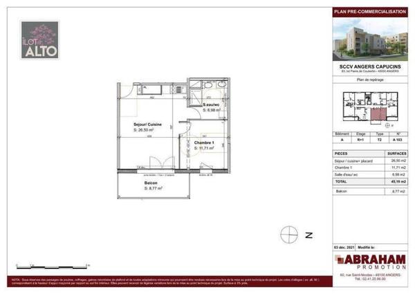 Appartement 2 pièces - 49000 Angers