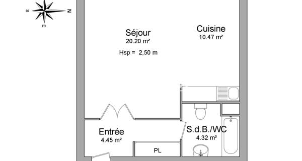 Location Studio meublé 39.98 m² - Le Havre 76600