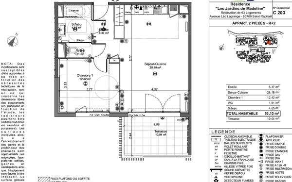Appartement à vendre    2 pièces • 52,74 m2 Saint-Raphaël