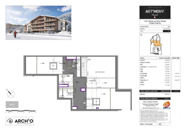 Appartement Duplex à vendre  3 pièces - 98,20 m2 CHATEL - 74