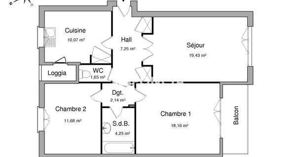 Location Appartement 3 pièces 74.61 m² - Lorient 56100