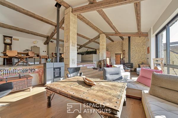 Esprit loft dans un ancien chai avec jardin et piscine à 20 min d’Uzès