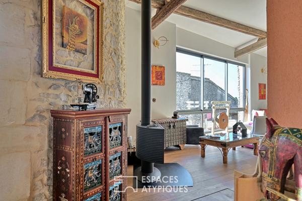 Esprit loft dans un ancien chai avec jardin et piscine à 20 min d’Uzès