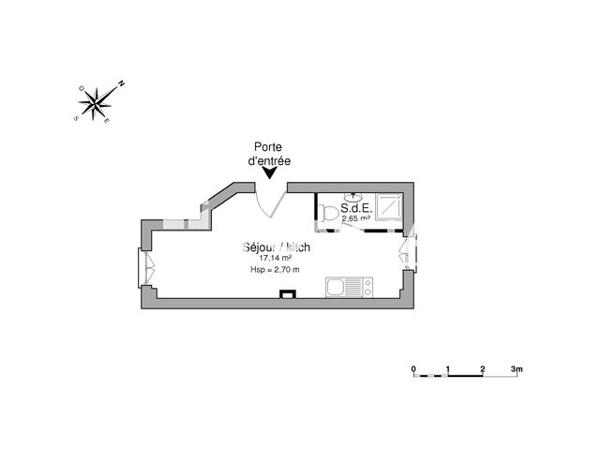Location Studio 19.79 m² - 60 RUE VICTOR HUGO Brest 29200