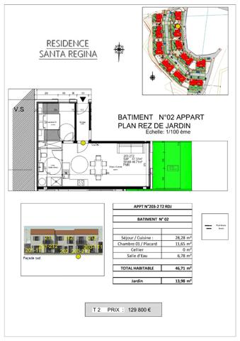 Vente appartement 2 pièces 45.92 m² - rez-de-jardin 39,15 m2 Olmeta di Tuda