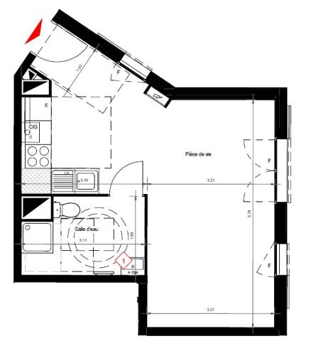 Appartement Gonesse 34.85 m²