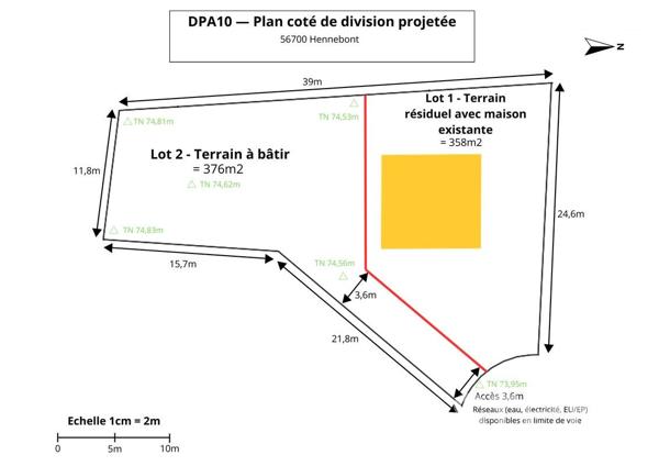 Terrain à bâtir - 376m² hors lotissement et libre de constructeur - Hennebont, Kerpotence