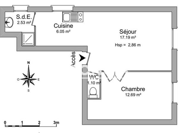 Location Appartement 2 pièces 40 m² - 6 RUE DU DOCTEUR CHAUSSIER Dijon 21000
