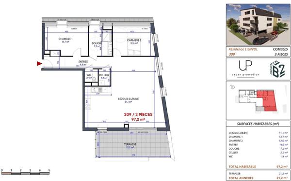 Appartement à vendre    4 pièces • 97,20 m2 Yutz