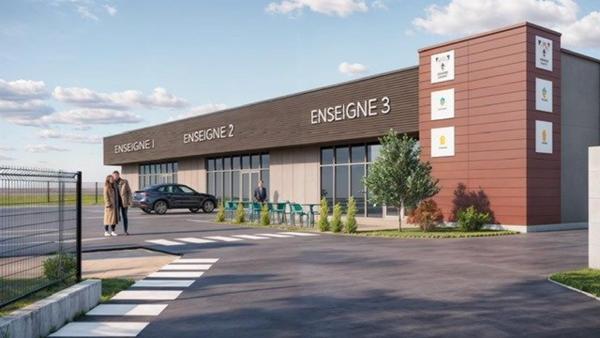 Batiment avec cellules commerciales