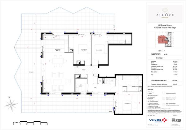 Appartement 4 pièces 101.28 m² + terrasse 106 m²