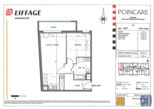 Location appartement 2 pièces de 49.25m²
