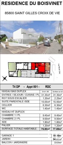 Appartement à vendre 4 pièces 77 m² Saint-Gilles-Croix-de-Vie