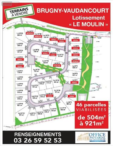 Achat - Terrain à bâtir | Terrain à bâtir Brugny-Vaudancourt 51530 561 m 2