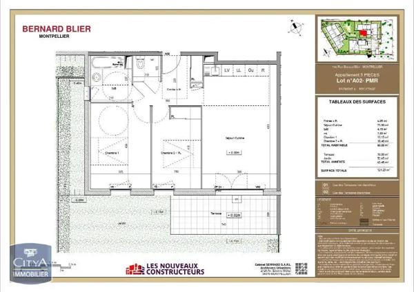 Appartement à louer 3 pièces 60.8m² Montpellier (34070)