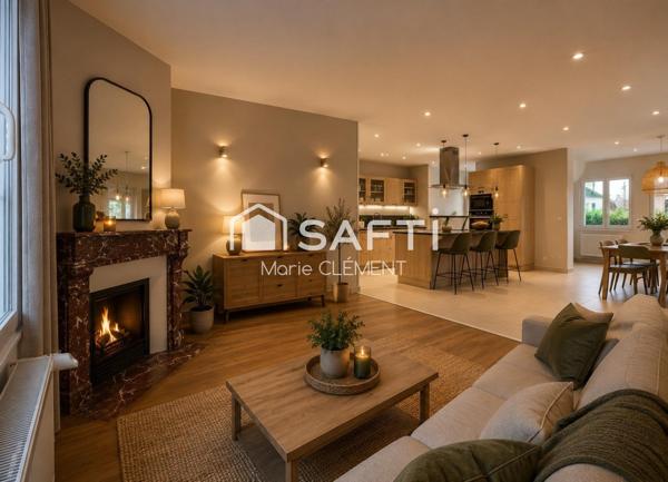 Maison individuelle de 220 m2 avec 6 chambres sur un terrain de 490 m2 avec un sous sol total.
