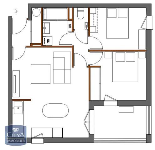 Appartement à louer 3 pièces 53.44m² Montauban (82000)