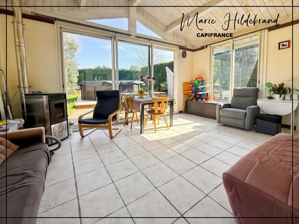 Maison plain-pied 130 m² – 4 ch + bureau – Véranda chauffée & piscine et jardin 1000m²