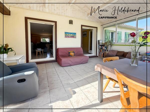 Maison plain-pied 130 m² – 4 ch + bureau – Véranda chauffée & piscine et jardin 1000m²