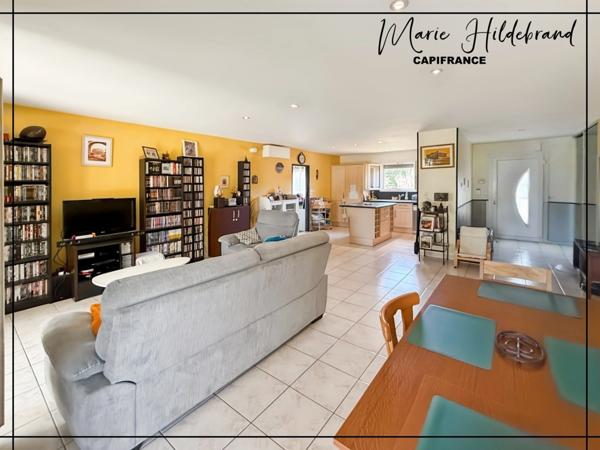 Maison plain-pied 130 m² – 4 ch + bureau – Véranda chauffée & piscine et jardin 1000m²