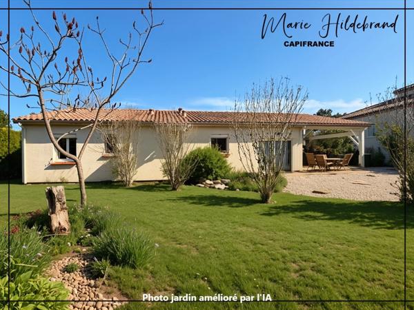 Maison plain-pied 130 m² – 4 ch + bureau – Véranda chauffée & piscine et jardin 1000m²