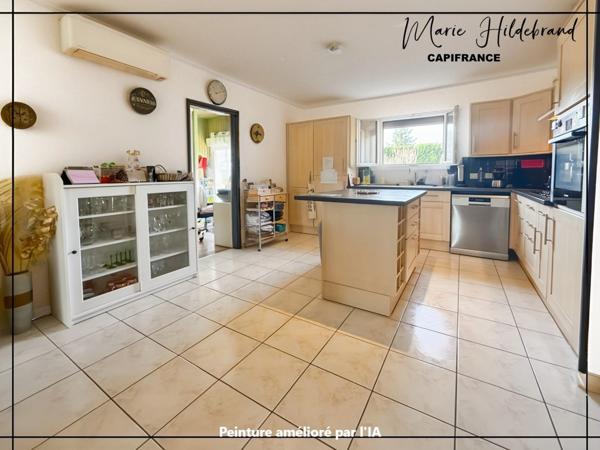 Maison plain-pied 130 m² – 4 ch + bureau – Véranda chauffée & piscine et jardin 1000m²