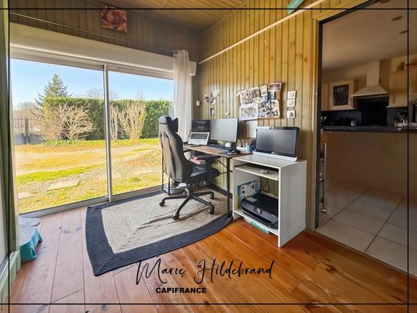 Maison plain-pied 130 m² – 4 ch + bureau – Véranda chauffée & piscine et jardin 1000m²