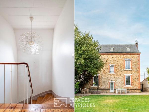 Meulière classée avec cour pavée et jardin