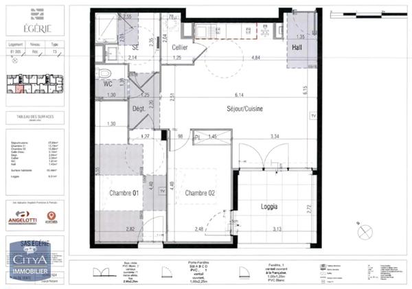 Appartement à louer 3 pièces 65.48m² Béziers (34500)