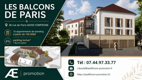 Appartement de 2 pièces principales 37,4 m2 situé à COMPIEGNE